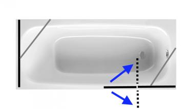 Badewannenaufsatz mit 2 Glaswände und einer Glastür als Pendeltür